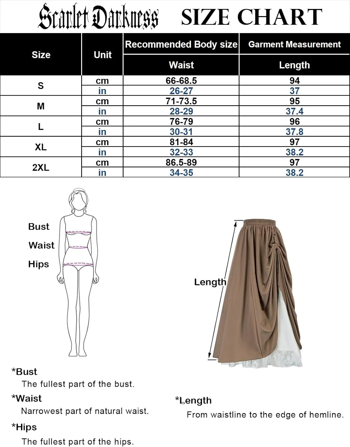 Scarlet Darkness Maxi Long Skirt for Women Double Layered Renaissance Skirts