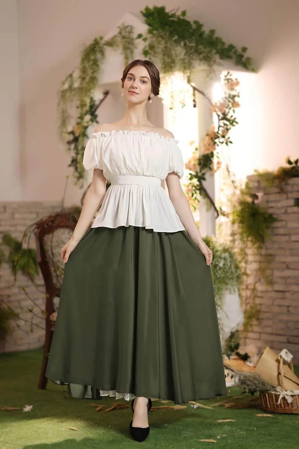 Scarlet Darkness Maxi Long Skirt for Women Double Layered Renaissance Skirts