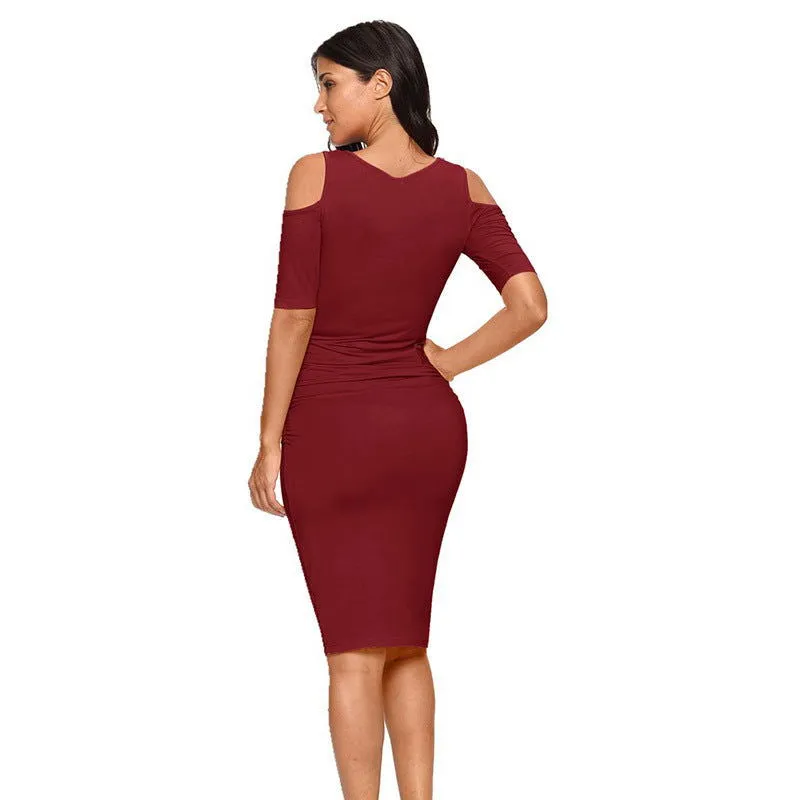 Soft Milk Silk Fabric Pleated Maternity Dresses
