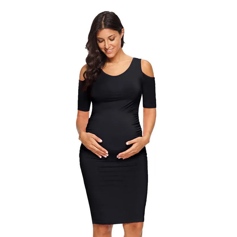 Soft Milk Silk Fabric Pleated Maternity Dresses