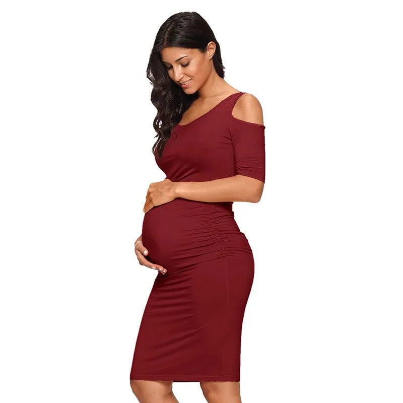 Soft Milk Silk Fabric Pleated Maternity Dresses