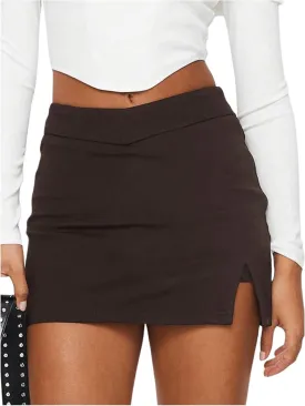 SOLY HUX Women's Mini Skirt Skorts Y2k Split Zipper Side Stretchy Pencil Bodycon Skirts with Shorts Underneath