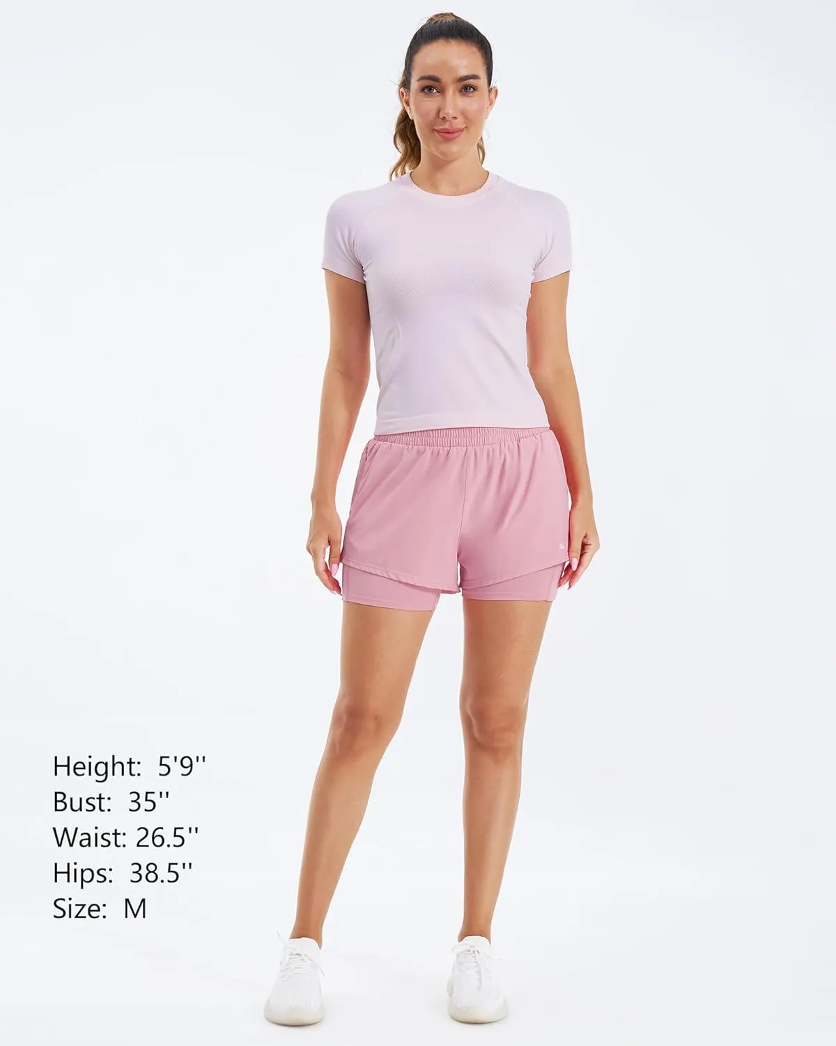 Stelle Women 2 in 1 Running Shorts High Waisted Athletic Shorts Gym Workout Shorts with Liner Zipper Pockets