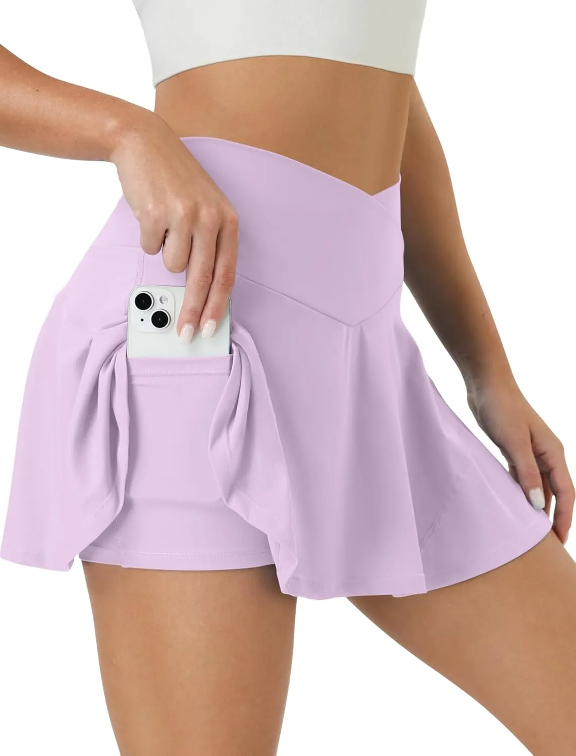 Tennis Skirt for Women High Waisted Golf Skirts with Pockets Shorts Crossover Athletic Pleated Skorts