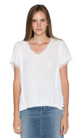 Velvet by Graham & Spencer Nadene Crochet Knit Short Sleeve Top