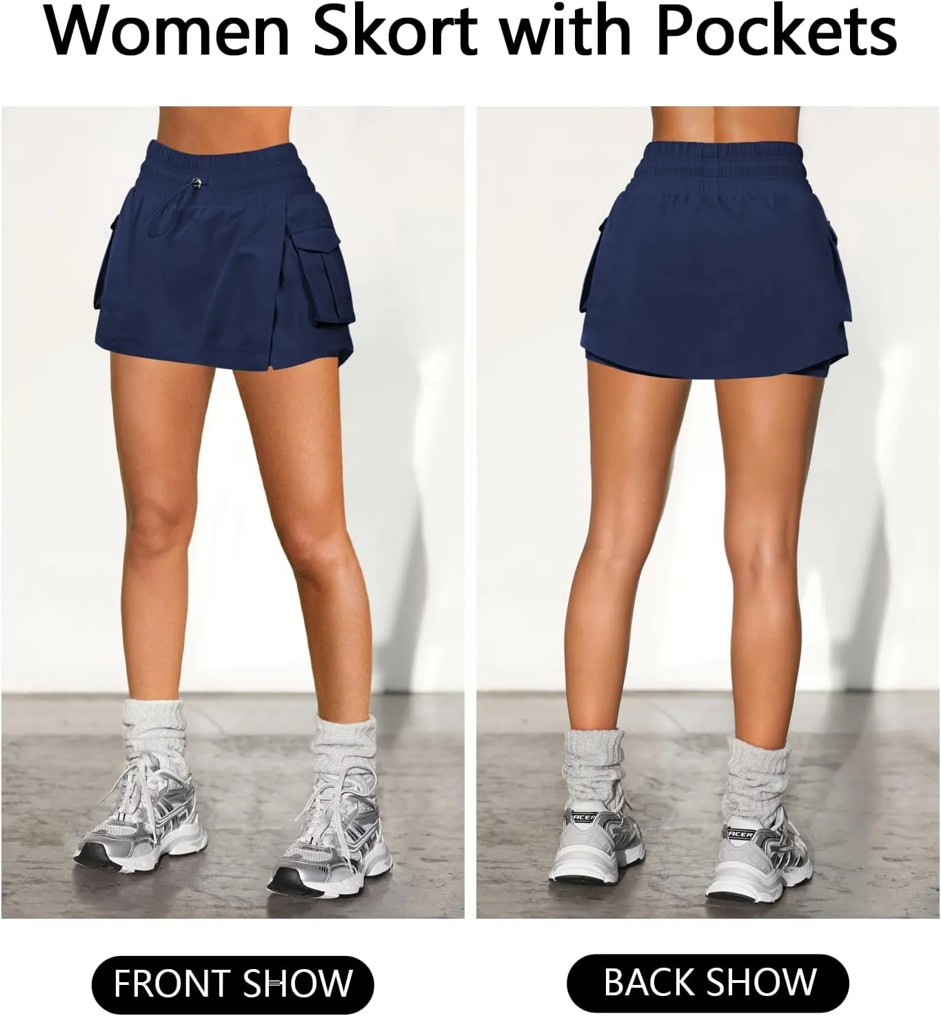 Women's Athletic Tennis Cargo Mini Skirt Skort for Women High Waisted Side Slit Pleated Golf Skater Skirts with Shorts Pocket