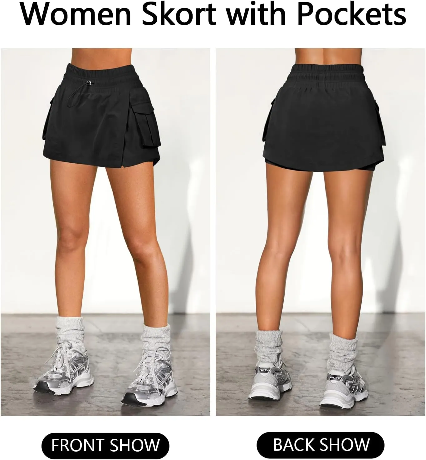 Women's Athletic Tennis Cargo Mini Skirt Skort for Women High Waisted Side Slit Pleated Golf Skater Skirts with Shorts Pocket