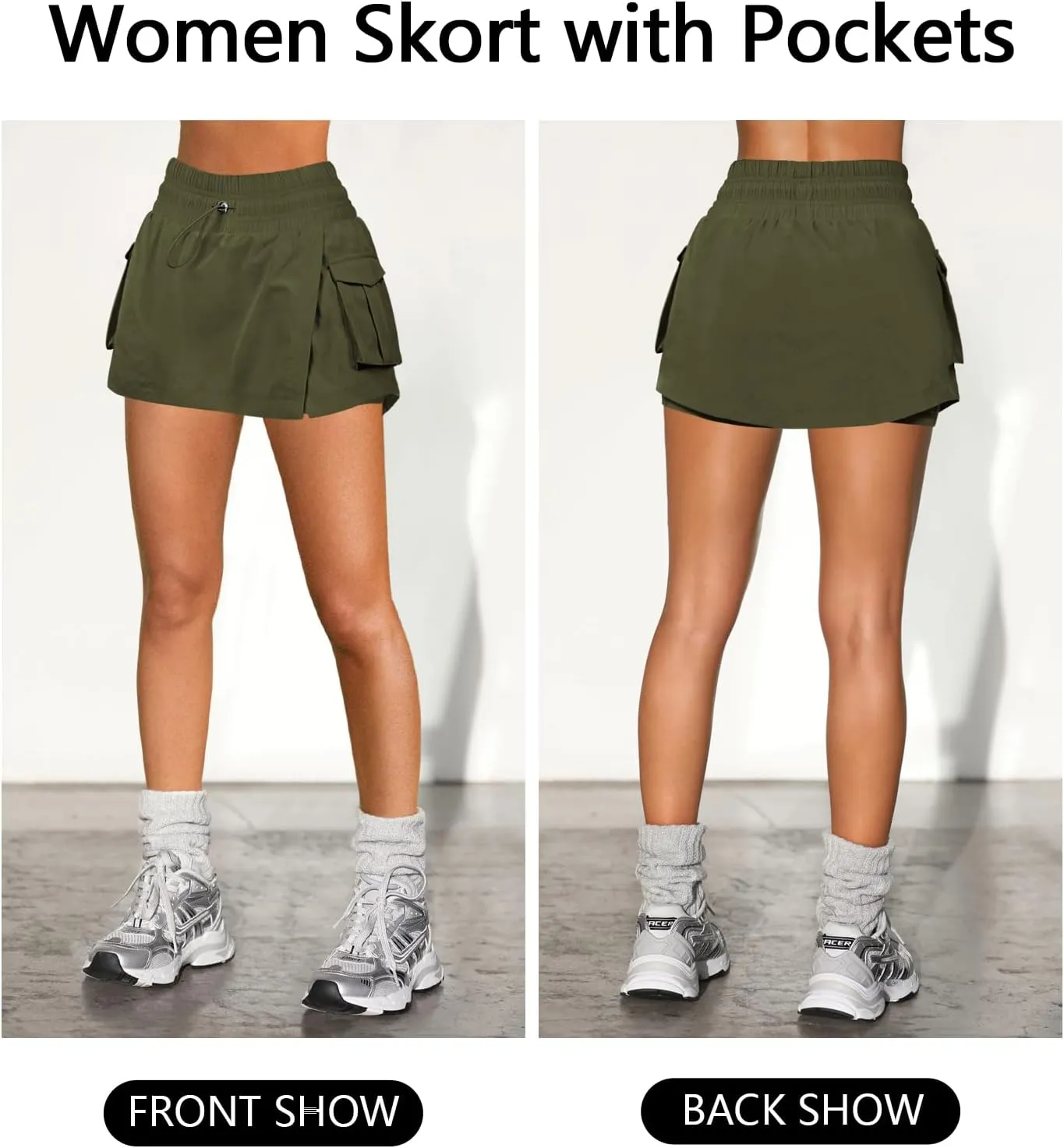 Women's Athletic Tennis Cargo Mini Skirt Skort for Women High Waisted Side Slit Pleated Golf Skater Skirts with Shorts Pocket