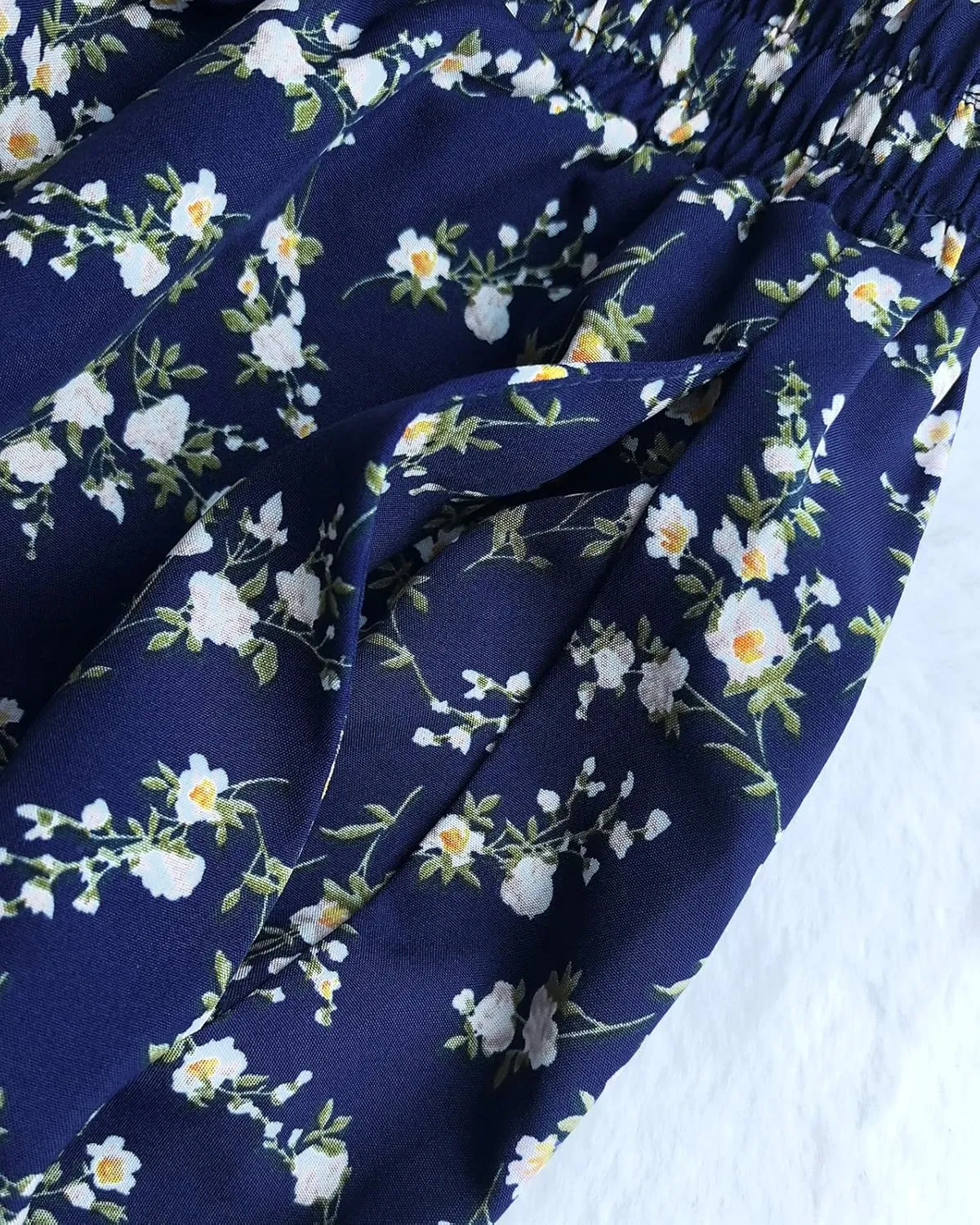 Women's Drawstring Elastic High Waisted Boho Floral Print Maxi Skirt Summer A-Line Flowy Long Skirts with Pockets