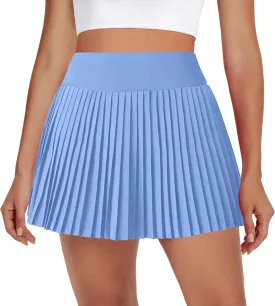 Womens Pleated Tennis Skirts with Pocket Shorts High Waisted Skorts Lightweight Golf Skirt Flowy Athletic Skort