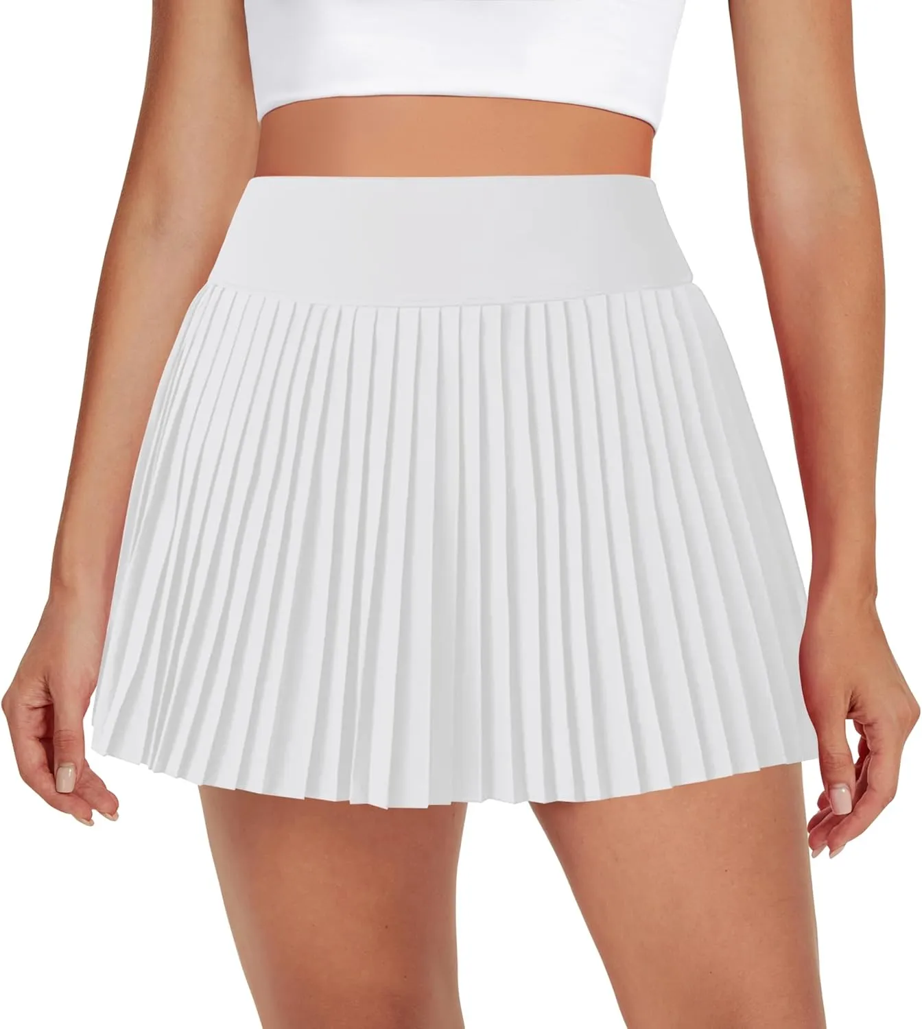 Womens Pleated Tennis Skirts with Pocket Shorts High Waisted Skorts Lightweight Golf Skirt Flowy Athletic Skort