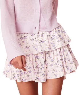 Womens Ruffle Mini Skirt Bohemian Floral High Waisted Tiered A Line Skirts Summer Beach Flowy Skirts Streetwear