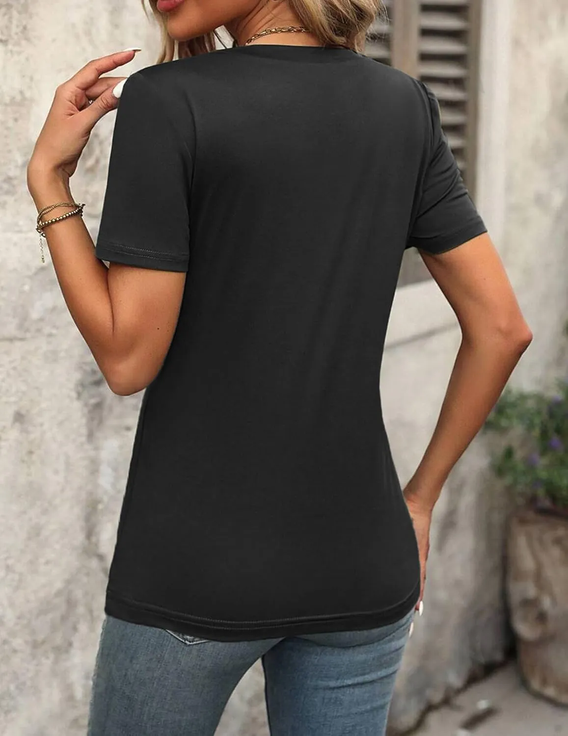 Zeagoo Womens Short Sleeve Shirts for Summer Casual V-Neck Blouse Shirts 2025 Dressy Tops with Pleats